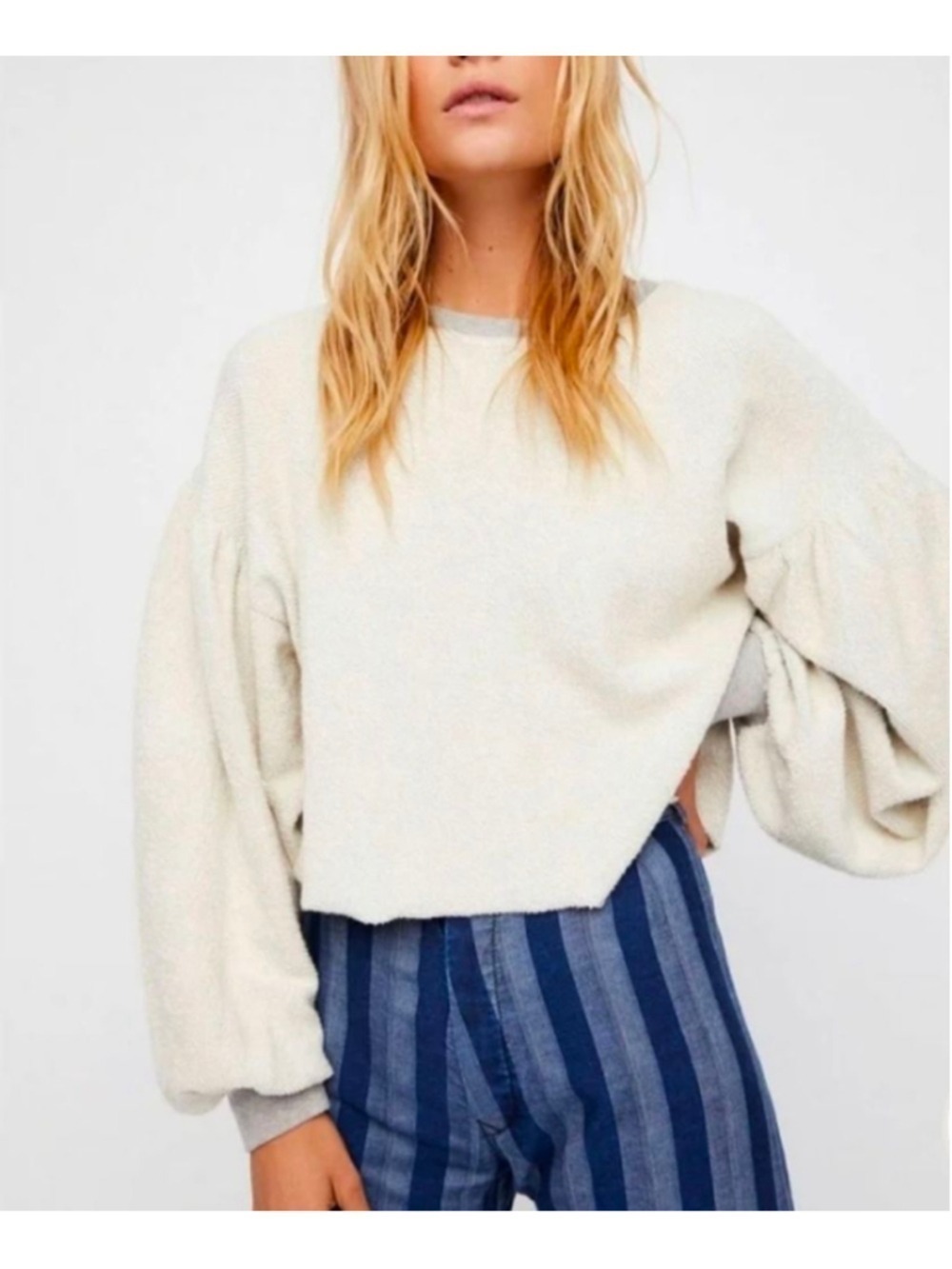 Free People Sleeves Like This Cropped Sweatshirt Size M